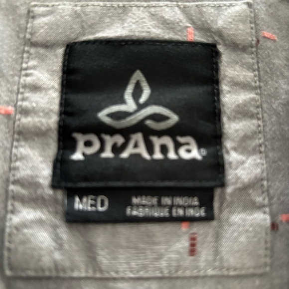 PRANA Men's Med Broderick Button Up Shirt Short Sleeve Standard Fit Gravel Gray - Picture 9 of 11